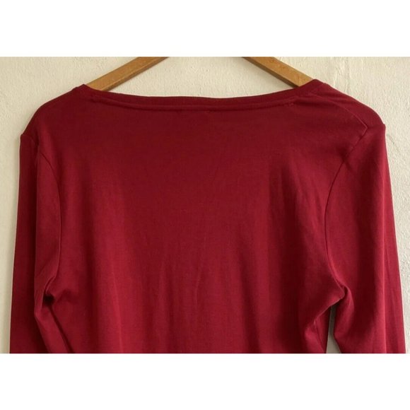 COPY - Talbots Knit Top Large Red Pleated Gathered Neckline Studs Beads Long Sl… - Picture 7 of 9